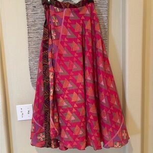 Boho Colorful Geometric Wrap Silk Patterned Skirt